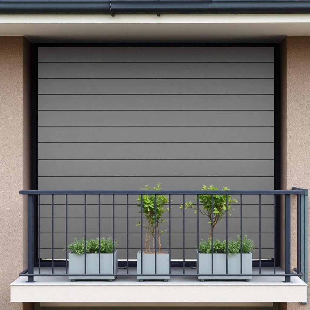 Balcony screen in composite on apartment building