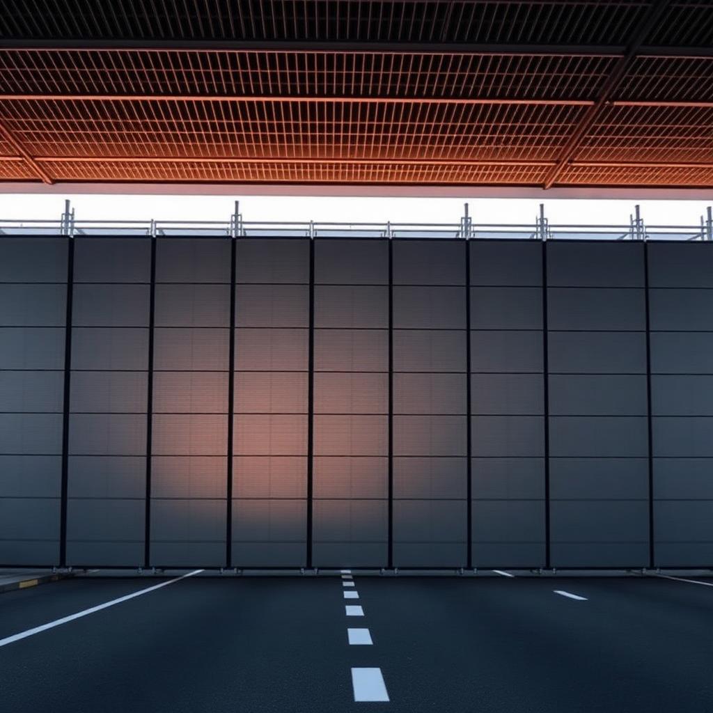 Noise barrier in composite along street
