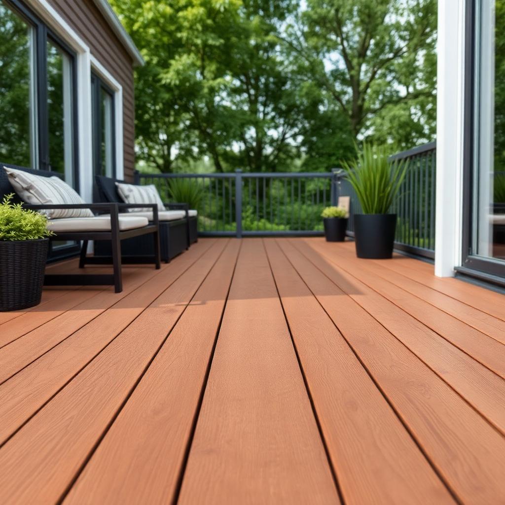 Terrace deck in gray composite at a villa